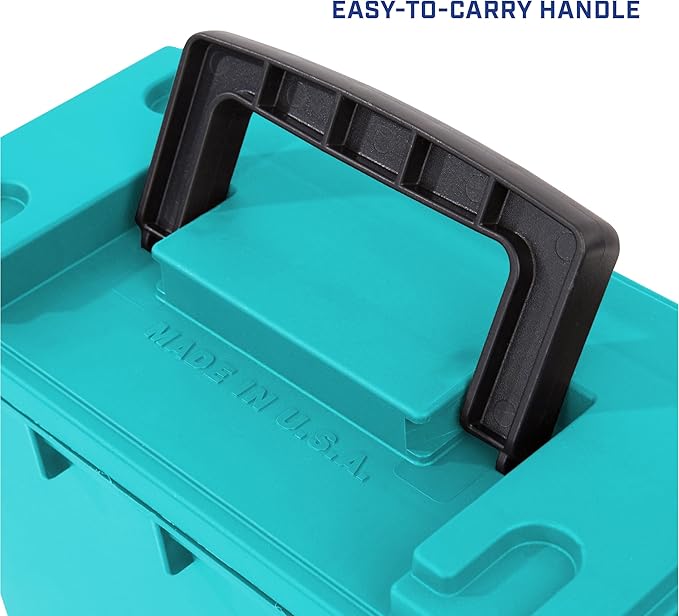 Sheffield 12633 Ammo Storage Box, Stackable .30 Cal Field Boxes, Water and Dust Resistant, Lockable Storage Box with Handle, Secures Hunting Gear, Supplies, and Bullets, Made in USA, Teal,(Pack of 6)