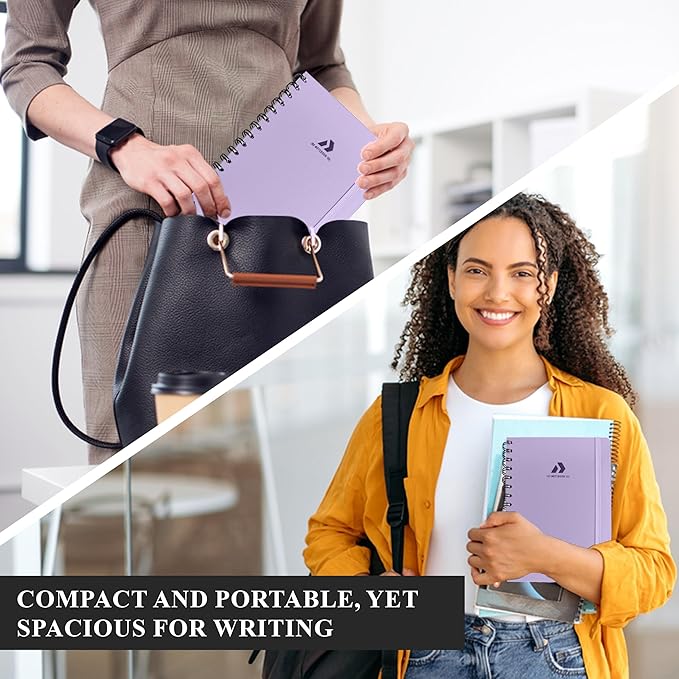 Nextnoid Lined Spiral Notebook Journal For Women & Men - Hardcover A5 Notebook 170 Pages, Journaling Notebooks for Work & Note Taking Writing Journal - Purple