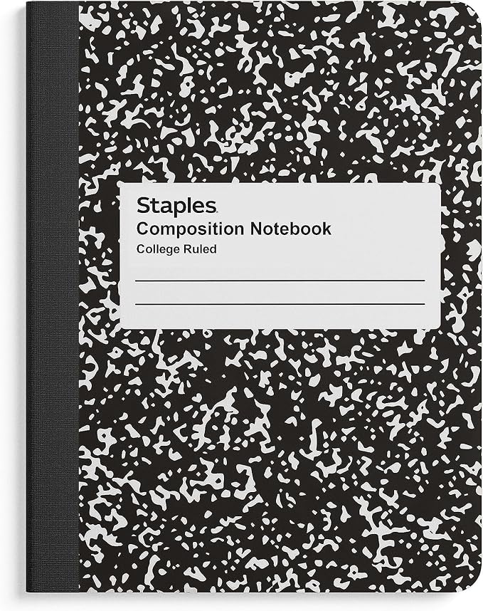 Staples Composition Notebook, 7.5x9.75 Inch, College Ruled, 8/Carton