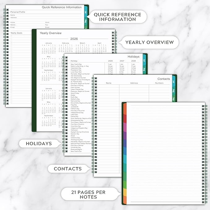 Planner 2026-2027, Academic Planner 2026-2027 - 2026-2027 Weekly and Monthly Planner, A4(9" x 11"), July 2026 - June 2027, Storage Pocket, Daily Agenda Book, College Organizer Notebook, Teacher Student Planning Book with Tabs, Dark Green