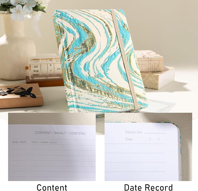 MGGAO Lined Journal Notebook, A5 Fabric Journal for Women Men
