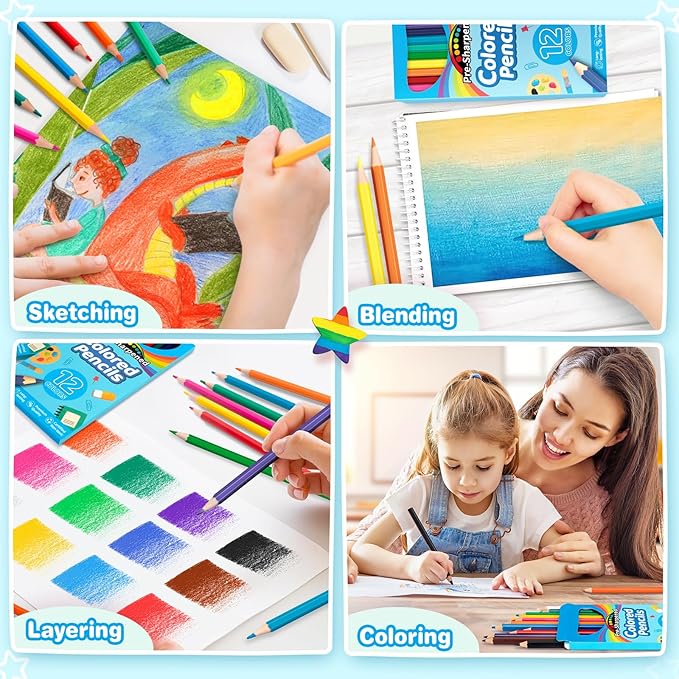 V-Opitos 168 Count Colored Pencils for Kids, 14 Pack Bulk Colored Pencils, 12 Colors Pre-Sharpened Coloring Pencils, Teacher Supplies, Classroom Prizes, Back to School Supplies, Kids Party Favors
