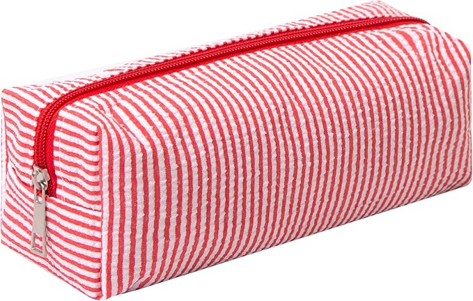 Cute Pencil Case Capacity Pencil Pouch Aesthetic Pen Bag Office Stationery Organizer Simple Sturdy Multifunctional Cosmetic Pouch (red)