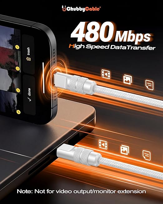 chubbycable Flex USB C to USB C Cable 240W Fast Charging Soft Braided Heavy-Duty Type C Charger 6.6FT for iPhone 17, MacBook Pro, Samsung Galaxy, Orange
