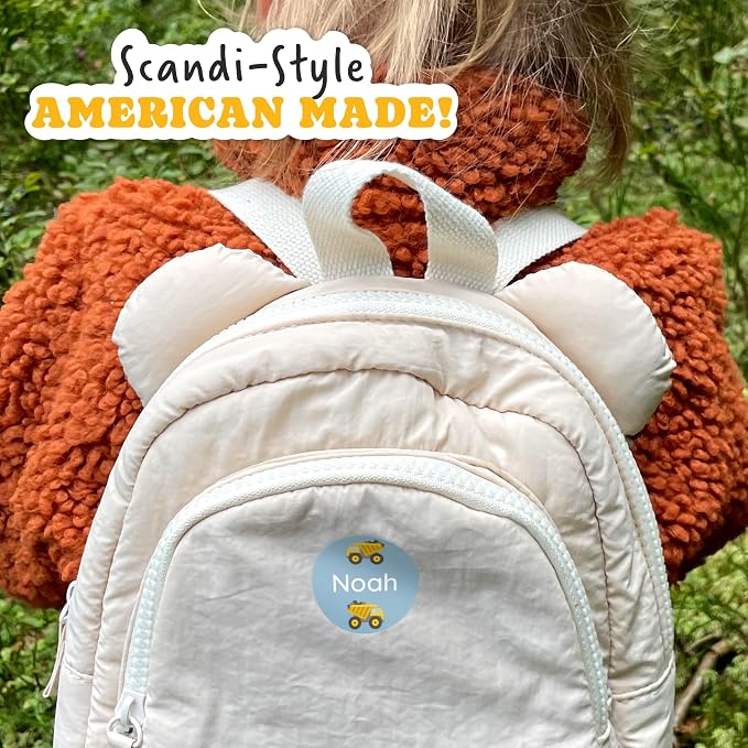 Camp Name Labels for Kids (33) – Personalized Stickers & Daycare Labels – Waterproof for Water Bottles, Lunch Boxes & School - Constructions
