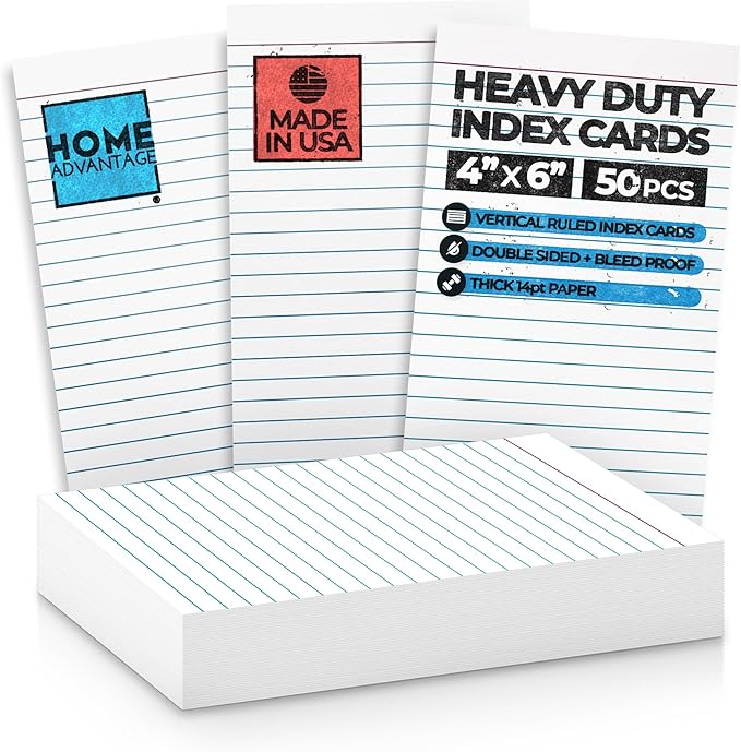Home Advantage Vertically Ruled White Mini Index Cards, Note Cards (4x6)
