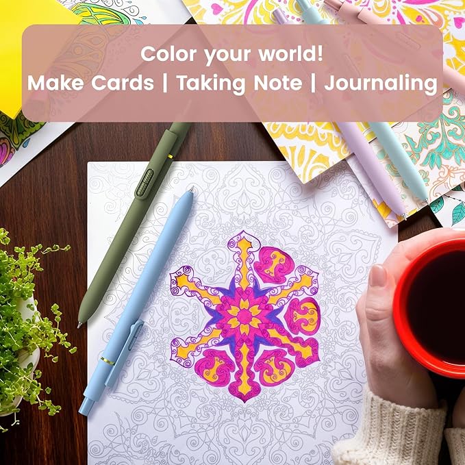 Colorful Gel Pens - 8 Pcs Colored Ink Pens Coloring | 0.7MM Smooth Writing Medium Point - Quick Drying Retractable Colored Pen for Journaling Note Taking (Morandi - 8Pcs