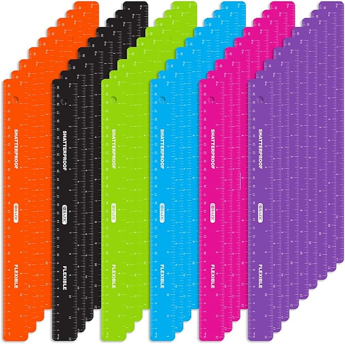 BAZIC Products Shatterproof Flexible Curve Ruler 12" (30cm), Inches Centimeter Metric Measuring Drafting Rulers, 288-Packs