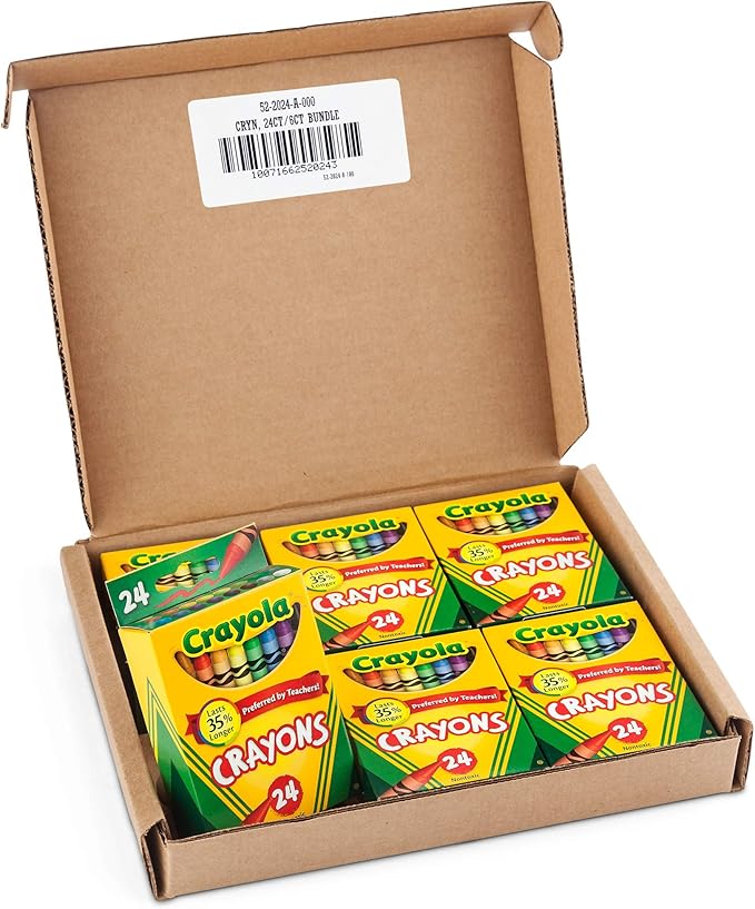 Crayola Crayons, Bulk School Supplies For Kids, 24 Count Crayon Box (Pack Of 6), Assorted Colors