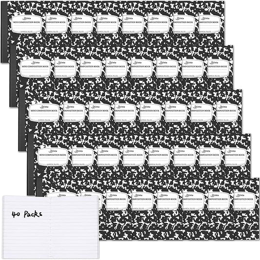 Dynta Mini Composition Notebooks Bulk, 40 Packs 3.25 x 4.5 inch Composition Books Narrow Ruled, Black Pocket Notebooks for Kids Students Men Women Teachers (60 Sheets/120 Pages)