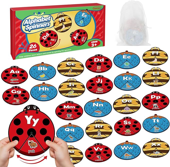 Kasfalci Alphabet Cards, Alphabet Learning Toys, ABC Learning for Toddlers, Letter Matching Game, Sight Words, Kindergarten Preschool Learning Activities, Montessori Educational Toy for Kids