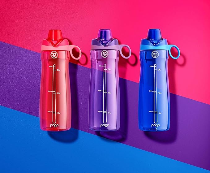 Pogo BPA-Free Plastic Water Bottle with Chug Lid, Fuchsia, 32 oz.