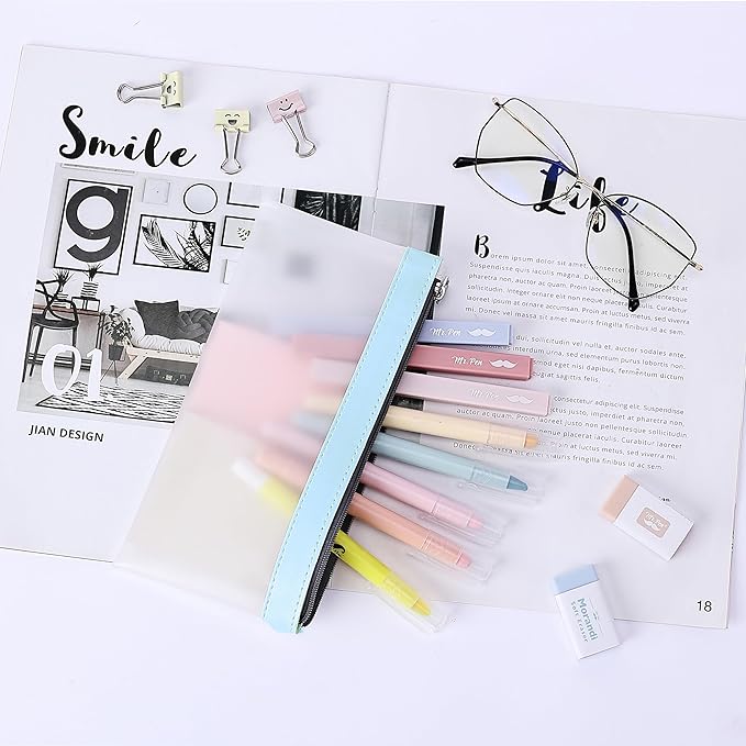 Mr. Pen- Clear Pencil Pouch, 8.50"x4.25", 3 Pack, Durable TPU Material, Medium Water-Resistant Pencil Bags with Smooth Zipper, Multipurpose Clear Pouch for Stationery, School, Office, Travel Supplies
