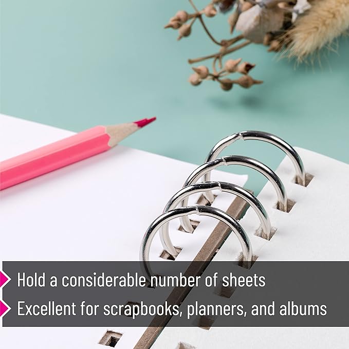 Mr. Pen- Loose Leaf Binder Ring, 50 Pack, 1 Inch, Loose Leaf Binder Book Rings Bulk for Books and Index Cards, Scrapbook, Keychains, School, Home, Office, Silver