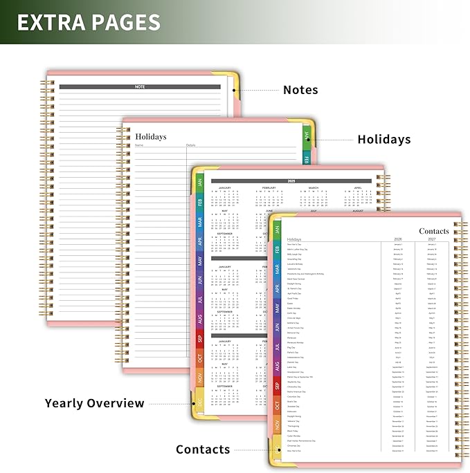 Planner -2026, Hardcover Weekly & Monthly Calendar Planner, January 2026 - December 2026, 6" x 8", Daily Agenda Book with Colorful Tabs, College Organizer Notebook, School & Work Supplies for Student Teacher Classroom