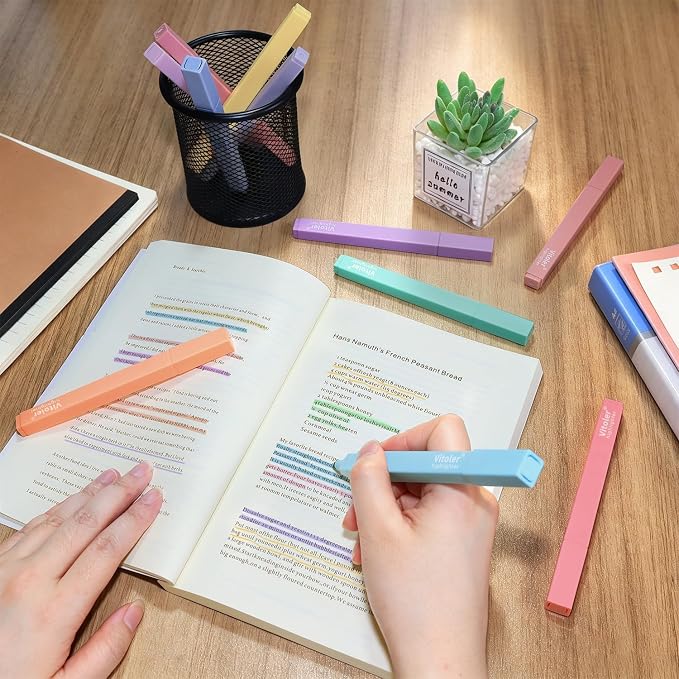 Bible Highlighters,Assorted Colors, Cute Paste Chisel Tip 8 pack | Aesthetic Cute Highlighters For Bible & Journaling, Back To School Supplies