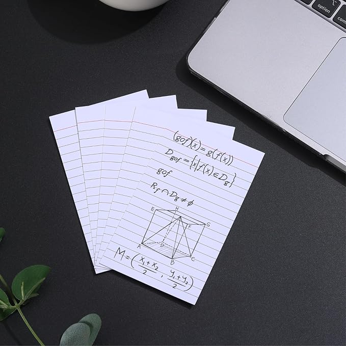 200 Count Vertical Ruled Index Cards 3 X 5 Flash Card Double Sided Lined Notecards Heavy Weight Ruled Checklist Thick Recipe Cards for Studying, School, Home and Office,White