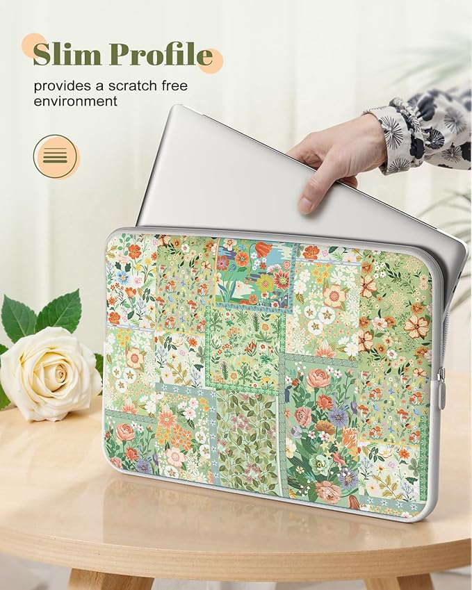 iCasso Laptop case 13 inch for MacBook Air 13-13.6 inch,Aesthetic Laptop Sleeve for MacBook Neo/Pro 13 inch, Slim Protective Travel Carrying Case Sleeve for 13 inch Chrome, HP, Dell,Green Puzzle