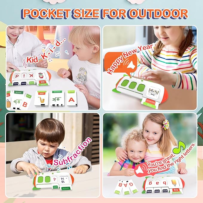 ABC Learning Toys for Kids Ages 3-5, Talking Flash Cards for CVC Word & Math Games for Kids 5-7 Preschool Kindergarten Gifts for Boys & Girls Autism Sensory Speech Therapy Toys