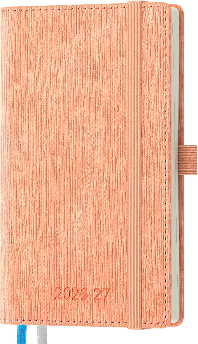 2026-2027 Weekly and Monthly Planner (July 2026–December 2027), 6.5"x3.75", Vertical Layout, 18 Months Agenda with Month Tabs & Pocket, Academic Calendar with Vegan Leather Cover,Pink