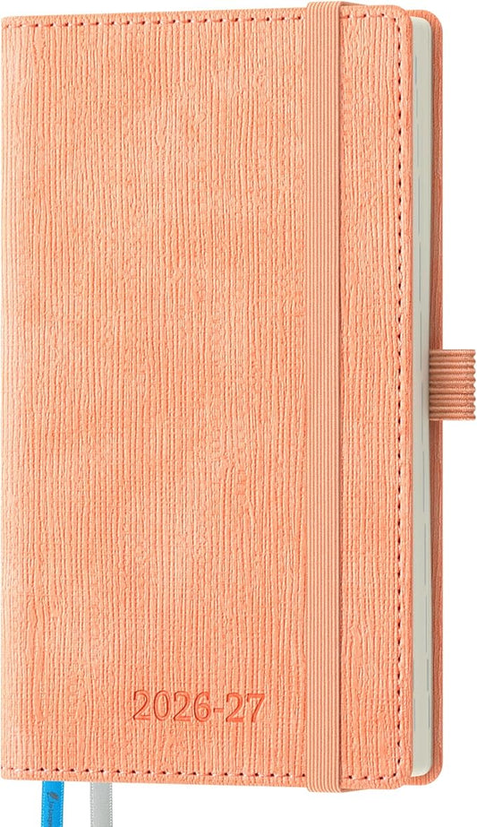 2026-2027 Weekly and Monthly Planner (July 2026–December 2027), 6.5"x3.75", Vertical Layout, 18 Months Agenda with Month Tabs & Pocket, Academic Calendar with Vegan Leather Cover,Pink