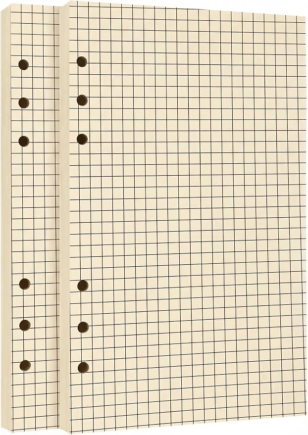 A5 Graph Paper Refill, 6-Hole, 2-Pack 160 Sheets No Bleed