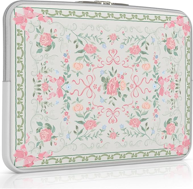 iCasso Laptop Sleeve 13 inch for MacBook Air 13-13.6 inch,Cute Laptop case for MacBook Neo/Pro 13 inch, Slim Protective Travel Carrying Case Sleeve for 14 inch Chromebook, HP, Retro Bow Green