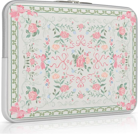 iCasso Laptop Sleeve 13 inch for MacBook Air 13-13.6 inch,Cute Laptop case for MacBook Neo/Pro 13 inch, Slim Protective Travel Carrying Case Sleeve for 14 inch Chromebook, HP, Retro Bow Green