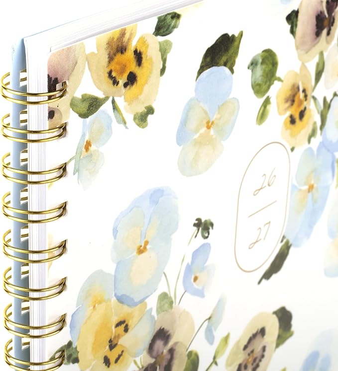 Cambridge Planner 2026-2027 Weekly & Monthly Academic 12-Month July-June, 8-1/2" x 11", Leah Bisch, Pansy Bouquet (LB50-905A)