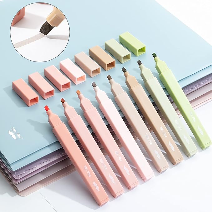 Mr. Pen- Aesthetic Highlighters No Bleed, 8 Pack, Boho Colors, Chisel Tip, Cute Highlighters Assorted Colors for Journaling, Highlighting, Underlining, Fast Dry, Back to School Supplies