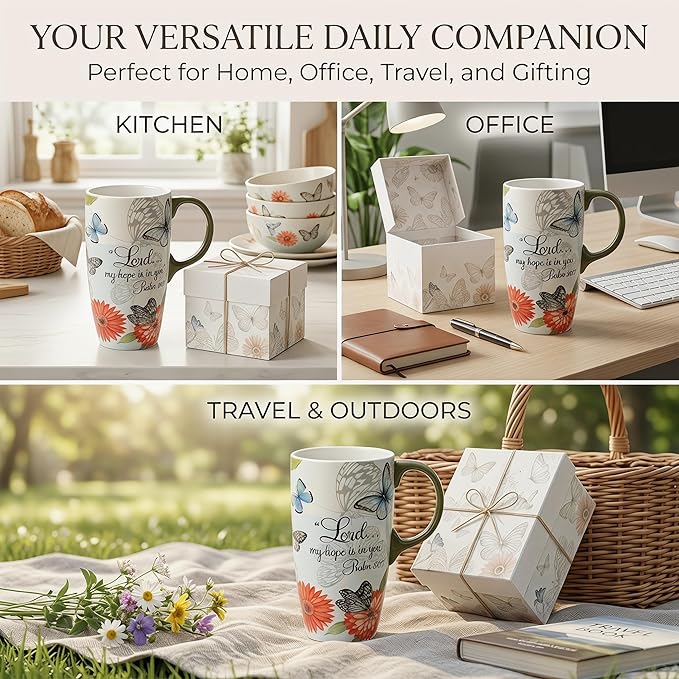 Topadorn 17 OZ. Ceramic Coffee Mug Travel Cup with Handle Sealed Lid and Color Box