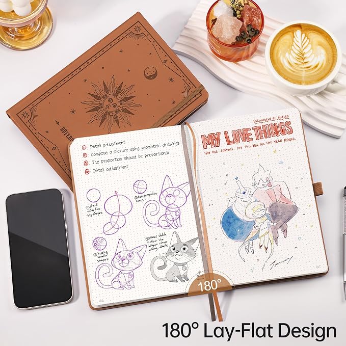 EMSHOI Dotted Journal Notebook, 192 Pages, A5 Size (5.7'' x 8.3'')