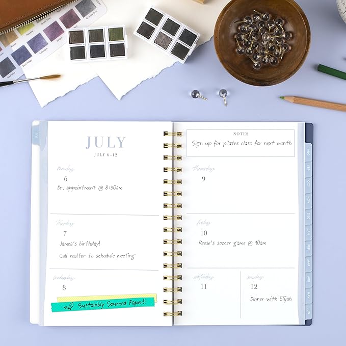 Cambridge Planner 2026-2027 Weekly & Monthly Academic 12-Month July-June, 5-1/2" x 8-1/2", Leah Bisch, Bow Trellis (LB52-200A)