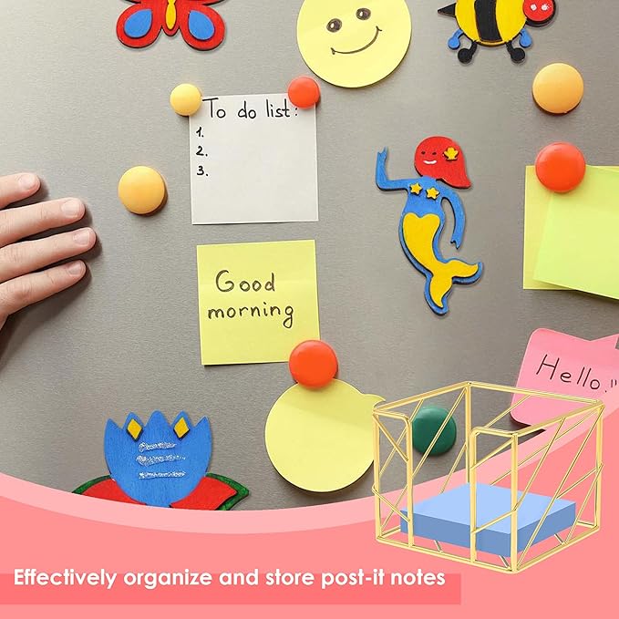 Gold Desktop Organizer - Multi-Functional Sticky Note Holder, Memo Note Cube for Office & Home, School, Desk Supplies