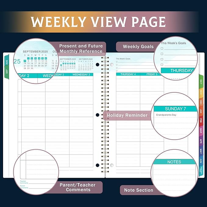Student Planner 2026-2027 - Academic Student Planner 2026-2027, Aug. 2026 - Jun. 2027, 8.5'' x 11'', School Planners with Stickers, Week's Goals, Tabs and 3-Hole Punched
