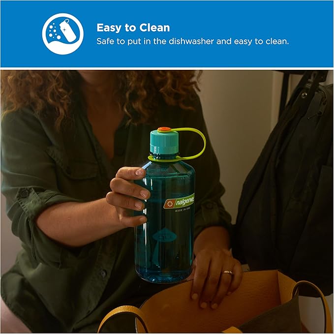 Nalgene 32 oz Narrow Mouth Water Bottle | BPA-Free, Durable & Leak Proof, Lightweight Bottle for Hiking, Gym & Travel, Cerulean