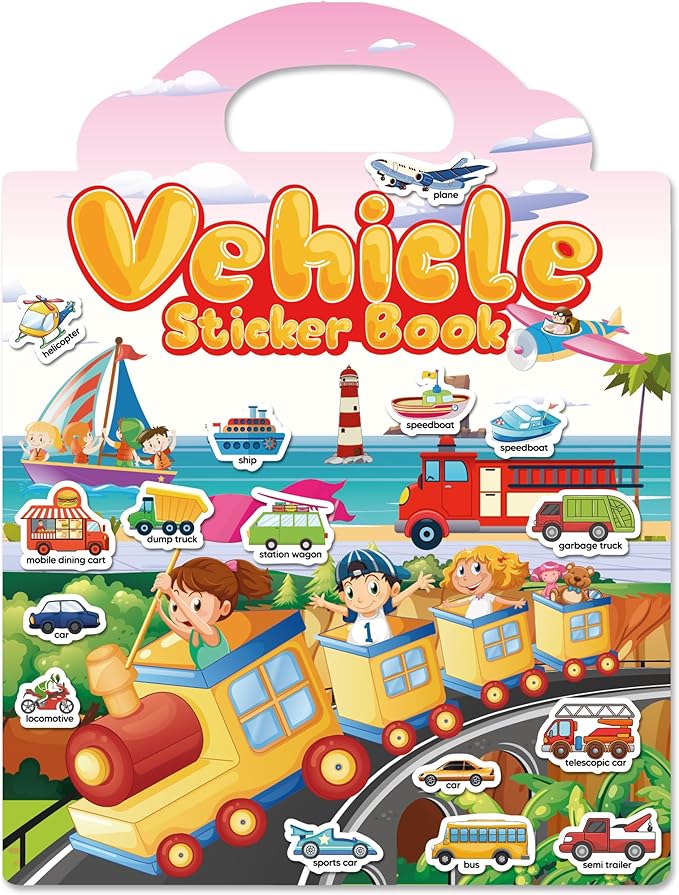 Walenced Reusable Sticker Book for Toddlers, Travel Stickers for Kids, Toddler Craft Activities Toys, Birthday Gifts for Boys & Girls