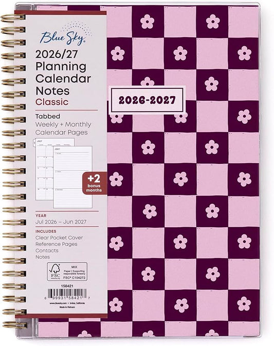 Blue Sky 2026-2027 Weekly and Monthly Academic Year Planner Calendar, July 2026 - June 2027, 5.875" x 8.625", Flexible Pocket Cover, Wirebound, Laminated Tabs, Includes Extra 30 Sheets of Notes, Mayla