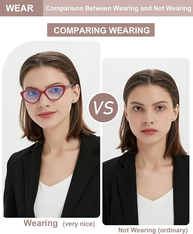 EYEURL 4-Pack Cat Eye Reading Glasses for Women- Blue Light Blocking Readers with Spring Hinges,Anti-Glare/UV Rays Reading Glasses,0.75