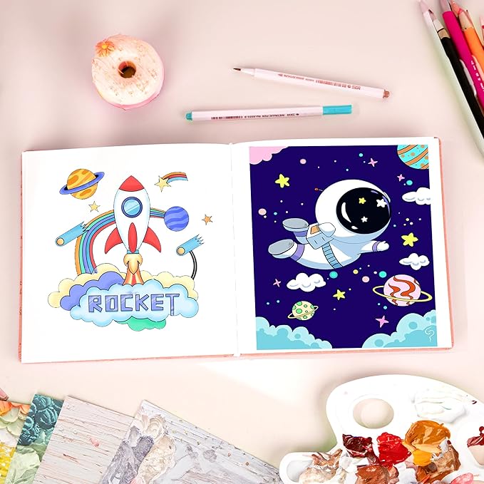 FLYING EAGLE Sketch Book for Kids 8"X 8" Small Hardcover Sketchbook for Drawing 120GSM Thick Paper, Square Art Drawing Paper 120 Pages Sketch Pad for Girls Teens,Gift Boxed, Orange