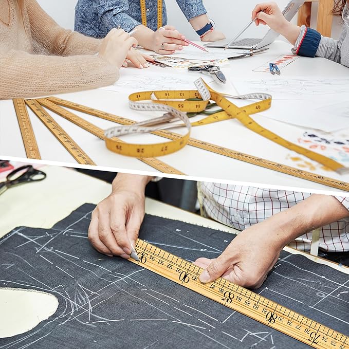 Fulmoon 12 Pieces 39" Meter Stick Yard Stick Wood Double Sided Thick Ruler Yardsticks Bulk for School Classroom Home Office Kids Measuring Meterstick