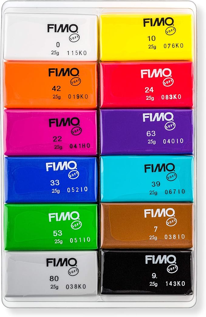 STAEDTLER FIMO Soft Oven Bake Polymer Clay: Set of 12 Assorted Colors (25g Each) - Non-Toxic Clay for Modeling, Jewelry, Sculpting - Adult Arts and Crafts & Hobbies