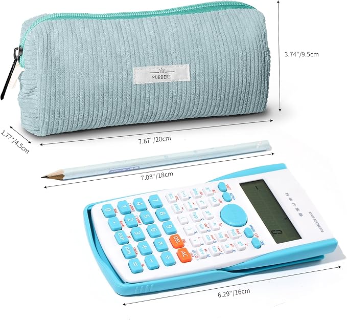 Pencil Bag Pen Case, Soft Corduroy Small Pencil Pouch Organizer with Zipper, Cute Pencil Case Pouch Stationery for Girls and Boys – Light Blue