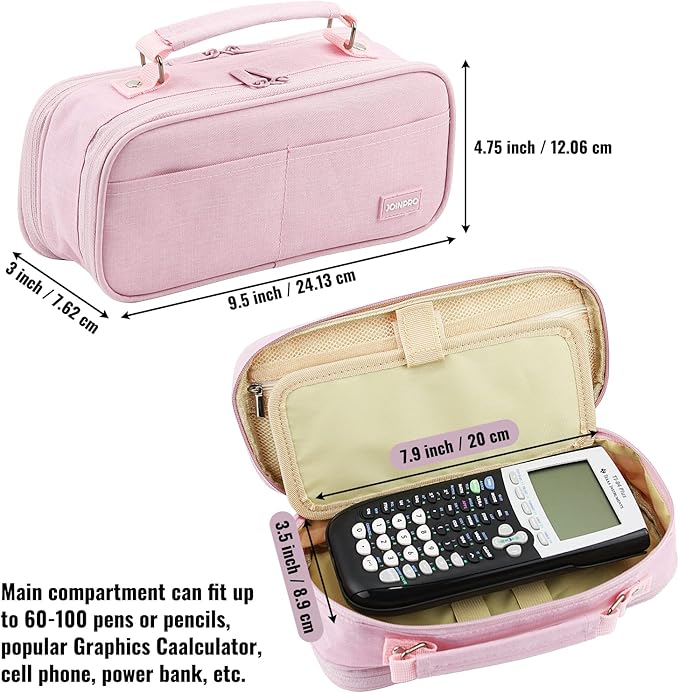JOINPRO Large Capacity Pencil Case, 4 Compartment Pen Pouch Organizer with Double Zipper, Storage Bag for School, Office, Teen Girl Boy Men Women