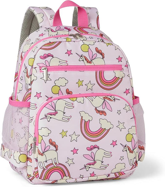 Amazon Essentials Kids School Backpack with Multiple Storage Pockets, Durable Tear-Resistant Daypack for Books and Supplies, Pink
