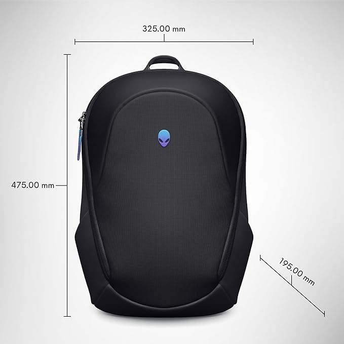 Alienware 16 Backpack - AW5625P - 21L Capacity, 3D Breathable mesh, Magnetic pocket organizers, RFID safe pocket, Weather resistant, 3D Iridescent reflective Alienware logo - Alienware Black