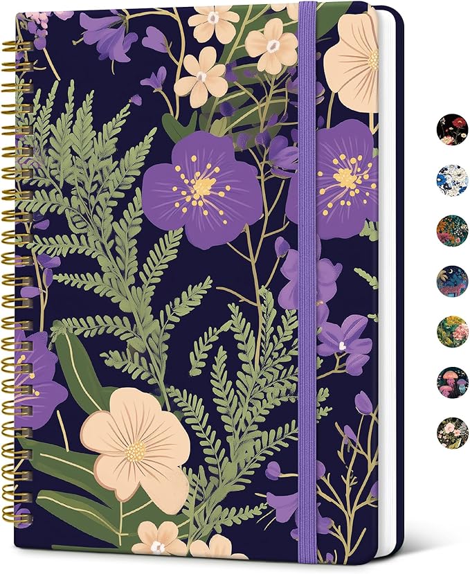 Taja Lined Spiral Notebook Journal for Women A5(5.8" × 8.3"), Cute Hardcover Notebook for Work, School & Note Taking, Pretty College Ruled Journal for Writing, 140 Pages, Violet