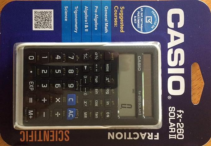 Casio fx-260 Solar II Scientific Calculator | 10-Digit Display | Fraction & Trig Functions | Ideal for Middle School, High School Math, Algebra, Trigonometry | Solar Powered (Pack of 2)
