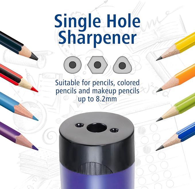 STAEDTLER Pencil Sharpener (1 Pack) with Screw Lid and Tub - No Spill Compact Design for Standard and Colored Pencils, Metal Blade, Assorted Colors