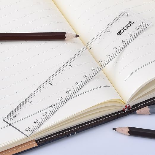EBOOT 2 Pack Plastic Ruler Straight Ruler Plastic Measuring Tool for Student School Office(Clear,6 Inch,12 Inch Style)